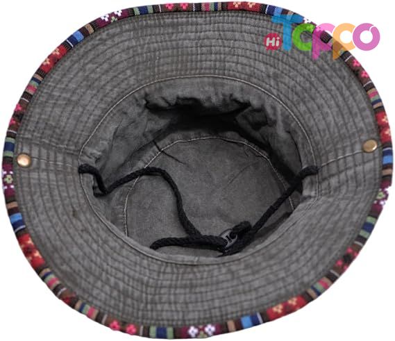 Winter Wide Brim Floral Adjustable UV Protection Fishing Washed Sun Hats