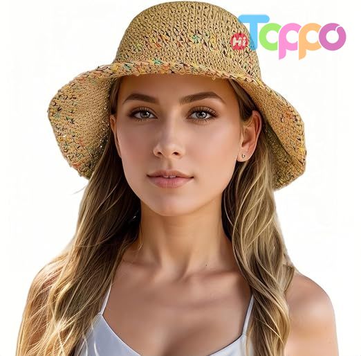Summer Wide Brim Packable Sun Hat Womens Travel Straw Fedora Hat