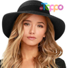 Fashion Wide Brim UV Protection Adjustable Sweatband Windproof Chin Strap Travel Straw Hat 