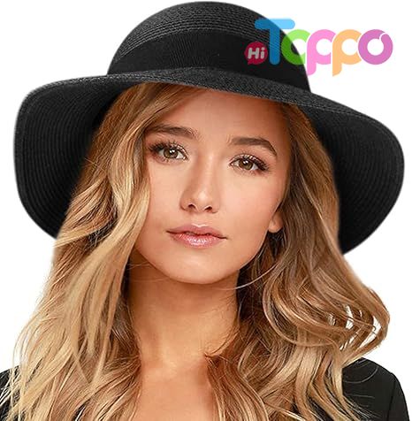 Fashion Wide Brim UV Protection Adjustable Sweatband Windproof Chin Strap Travel Straw Hat 