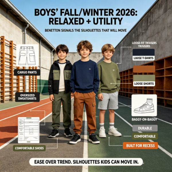 Benetton's Fall 2026 Boys' Line: Loose Fits and Cargo Pants