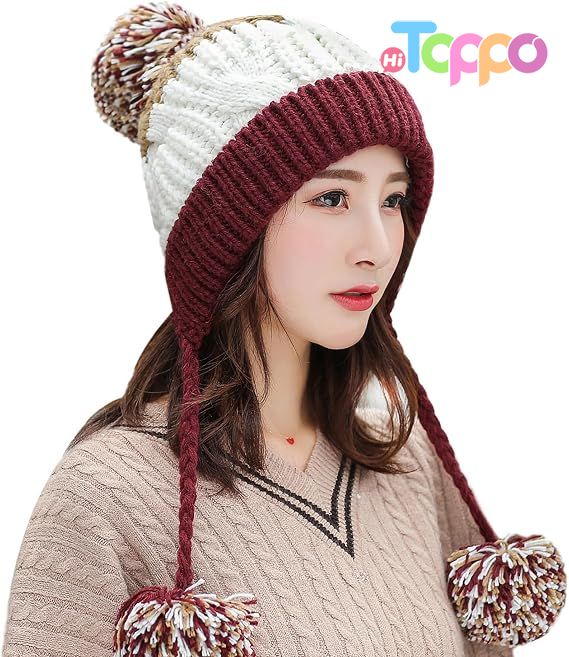 Wholesale Winter Sherpa Knit Beanie Hat Fleece Lined Ear Flaps