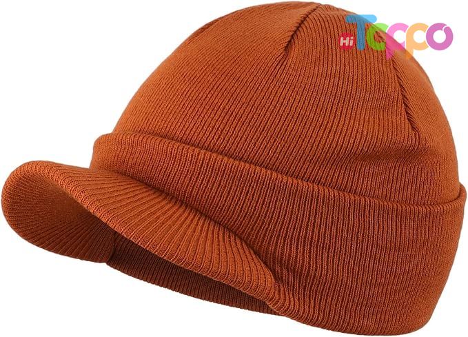 Custom Warm Double Knit Cuff Beanie Cap Watch Radar Hat Men's Winter Beanie Hat with Brim 