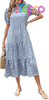 Custom Print Women's Short Sleeve Midi Floral Dress