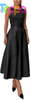 Women PU Faux Leather Sleeveless Elegant Flowy Long Dress Party Night Out Dress with Belt