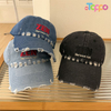 Custom American Vintage Distressed Denim Baseball Cap with Embroidered Letters