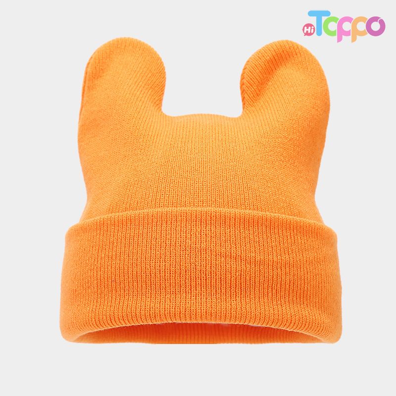 Stretchable Cuffed Premium Acrylic Knitted Beanie with Ears Fleece Free Solid Winter Hat 