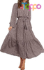 Custom Womens Long Sleeve Boho Floral Wrap Maxi Dress