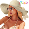 Wide Brim Straw Hat Floppy Packable UPF 50+ UV Protection Beach Sun Hats for Women 