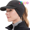 Women's Winter Reflective Fleece Ponytail Hat with Drop Down Ear Warmer