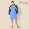 Hot Sale Women's Long Sleeve Crewneck Fleece Above-The-Knee Dress with Ribbed Detail