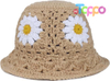 Womens Daisy Flower Crochet Bucket Hat Packable Knit Fisherman Hat