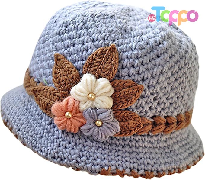 Wholesale French Thicken Women's Flowers Knitted-Woolen-Hat Fashion Beanie-Hat Lady Crochet-Bucekt-Hat 