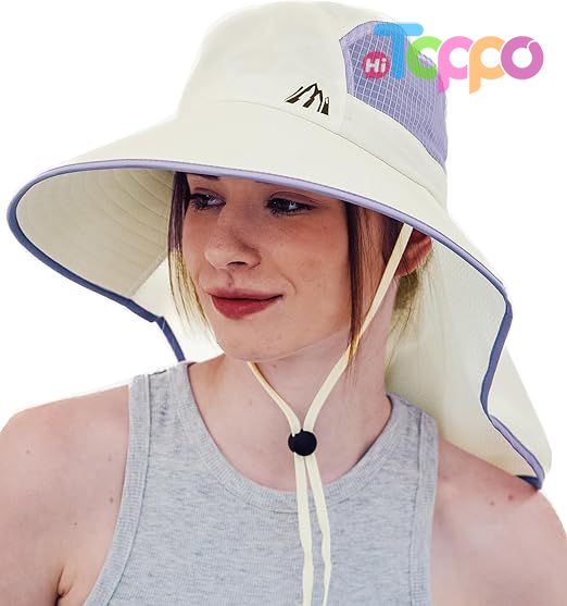 Hot Sale UV Sun Protection Foldable Neck Flap Wide Brim Fishing Hat with Ponytail Hole 