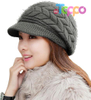 Women Winter Warm Knit Hat Wool Snow Ski Caps with Visor
