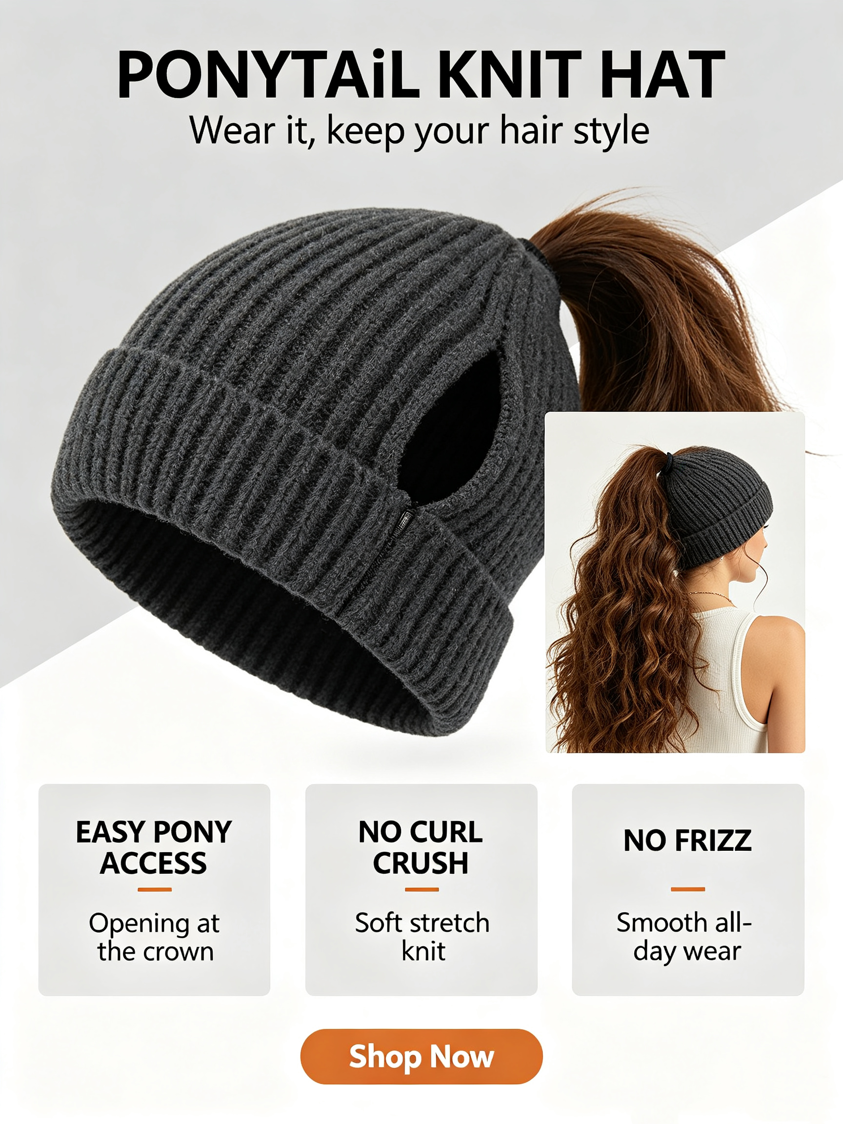 Ponytail Beanie: No more flattened curls & frizzy hair!