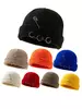  Minimalist Fashion Versatile Warm Men's Solid Color Metal Ring Knit Beanie Hat Knit Cap