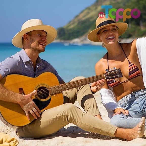 Wide Brim Straw Panama Hat Fedora Summer Beach Sun Hats UPF Straw Hat 