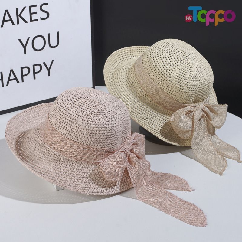 Hot Sale Summer UPF Womens Wide Brim Sun Straw Hat with Ribbon