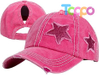 Distressed Unconstructed Ponytail Washed Distressed Cotton UV Protection Baseball Caps