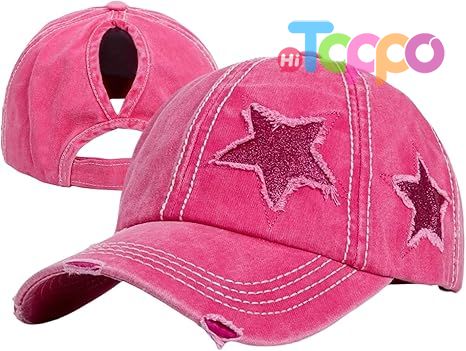Distressed Unconstructed Ponytail Washed Distressed Cotton UV Protection Baseball Caps