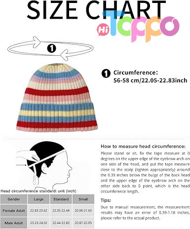 Colorful Striped Beanie Cuffed Winter Soft Rib Knit Hat for Women Men Gift