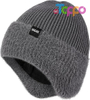 Winter Fleece Lined Beanie with Earflaps for Men Women Outdoor