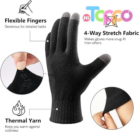 Custom Non-slip Silicone Grip and Elastic Cuff Touch Screen Fingers Warm Fleece Knit Winter Gloves 