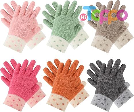 Wholesale Full Finger Stretchy Knitted Gloves Soft Warm Winter Gloves 6 Pairs of Set