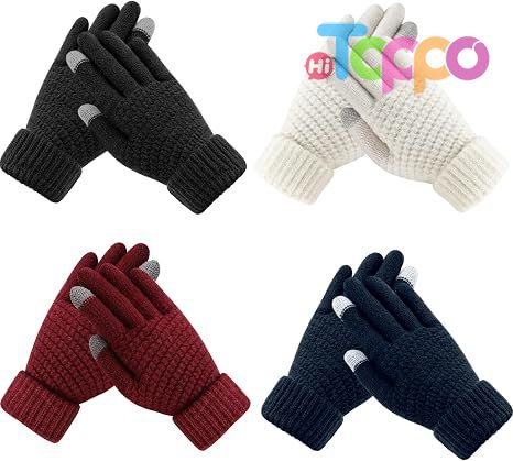 Hot Sale Touchscreen Elastic Cuff Knit Womens Winter Gloves - Warm Soft Winter Gloves | 4 Pairs 