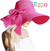  Big Bowknot 5.7 Inches Large Floppy Foldable Roll up UPF 50+ Beach Cap Sun Hat Straw Hat
