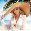 Summer Oversized Extra Large Sun Visor Hat Foldable Wide Brim Roll Up Big Beach Hat 