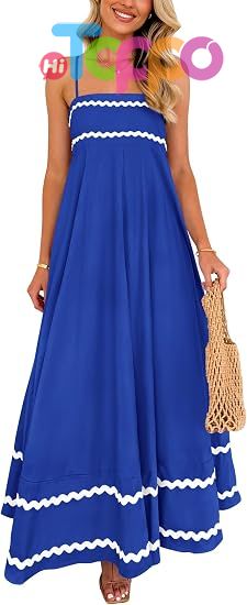  Casual Women's Summer Spaghetti Strap Boho Maxi Dress