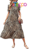 Custom Print Women's Short Sleeve Midi Floral Dress