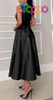 Women PU Faux Leather Sleeveless Elegant Flowy Long Dress Party Night Out Dress with Belt