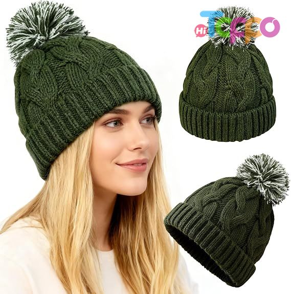 Wholesale Slouchy Chunky Knit Beanie with Pom Pom - Cozy Winter Bobble Hat