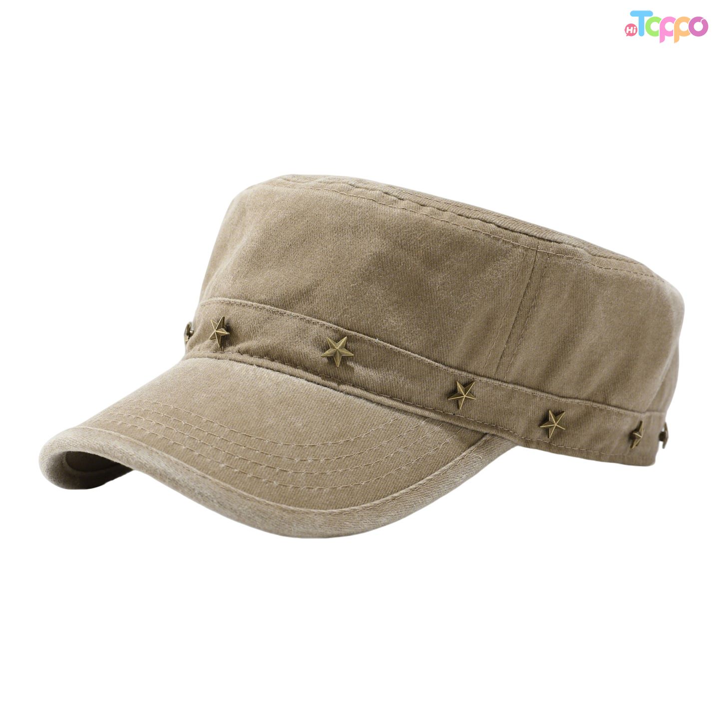 Custom Black Flat-Brimmed Hat with Stars