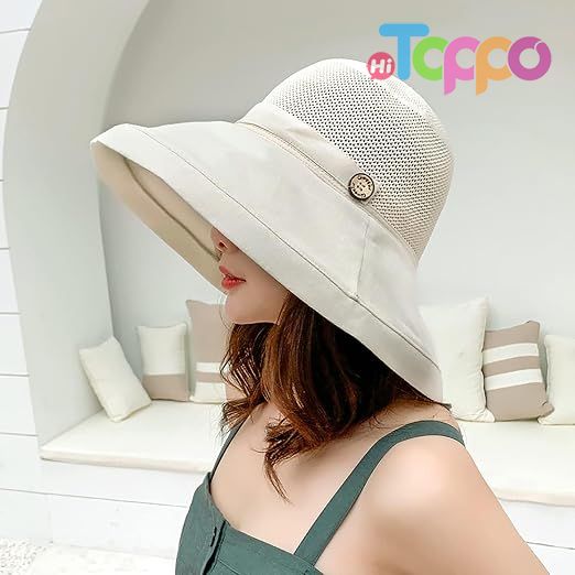 Summer UV Protection Wide Brim Packable Mesh Sun Bucket Hat