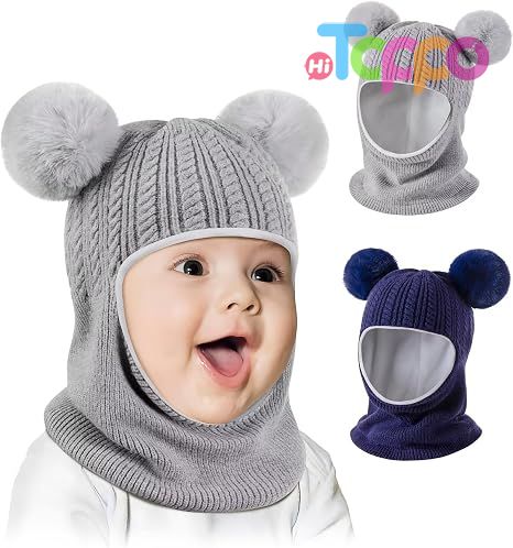 Wholesale Toddler Beanie Hats Girl Boy with Neck Warmer Baby Winter Hat Scarf Set 2 Pack