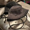  Custom Elegant Rhinestone Handmade Crystal Embellished Knit Cap Bucket Hat