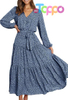 Custom Womens Long Sleeve Boho Floral Wrap Maxi Dress