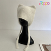 Casual Cute Cat-Ear Sequin-Embellished Rabbit-Fur Knit Winter Ear-Warming Beanie