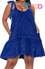 Women Denim Dress Casual Jean Dresses Babydoll Wash Jean Sundress with Pocket