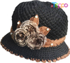 Wholesale French Thicken Women's Flowers Knitted-Woolen-Hat Fashion Beanie-Hat Lady Crochet-Bucekt-Hat 
