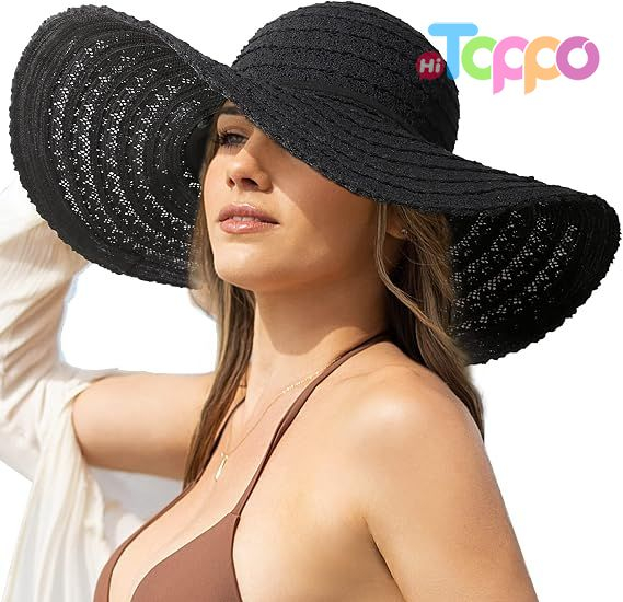 Custom Summer Floppy Wide Brim Sunhat Packable Foldable Lace Sun Beach Hats for Women