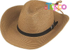 Outdoor Foldable Summer Western Cowboy Wide Brim Panama Fedora Straw Sombrero Rancher Cap