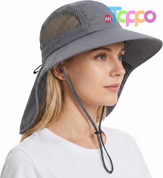 Hot Sale UV Sun Protection Foldable Neck Flap Wide Brim Fishing Hat with Ponytail Hole 