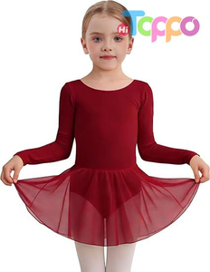 High quality Toddler Girls Long Sleeve Ballet Leotards Dresses Dance Skirt Ballerina Tutu Outfits