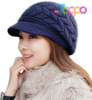 Women Winter Warm Knit Hat Wool Snow Ski Caps with Visor