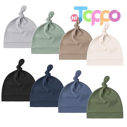 Knot Sleepy Buttery Soft Stretchy Fabric 8 Pack Baby Newborn Hats Beanie Hat for Infant 0-6 Months 